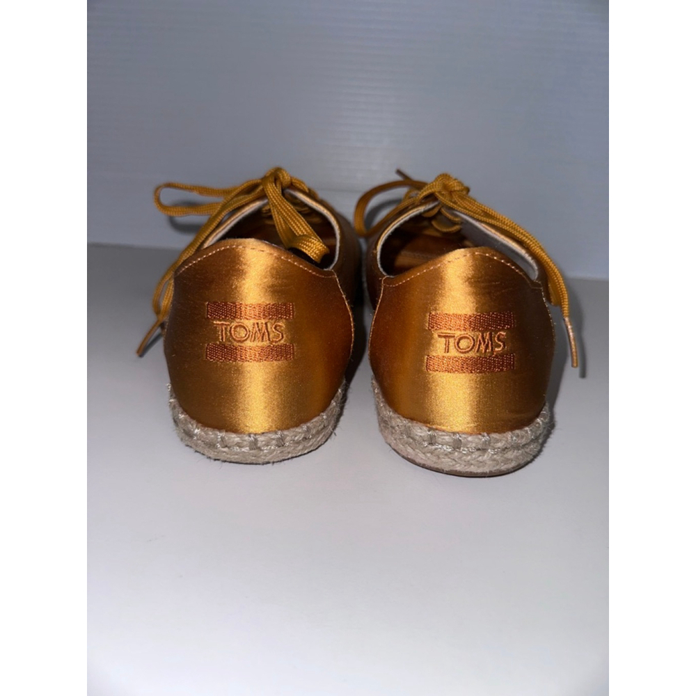 Women's TOMS Gold Satin Espadrille Sneakers US 7 with Beige Jute Sole - Picture 14 of 16